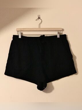 Black linen shorts